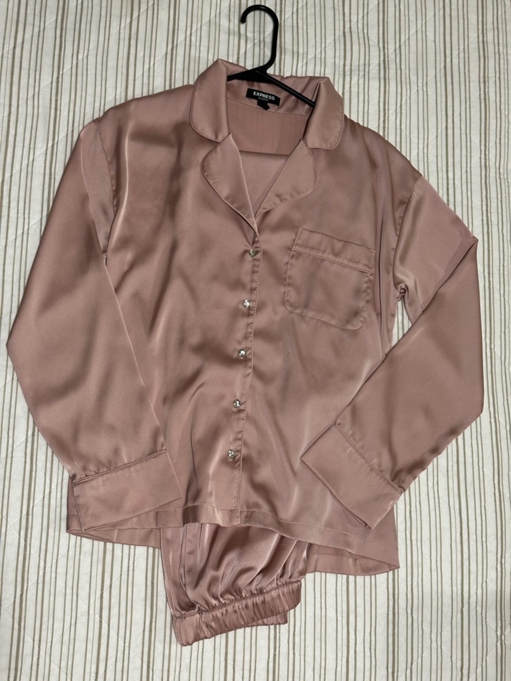 Express Sleepwear Satin Pajama Set in Dusty Rose